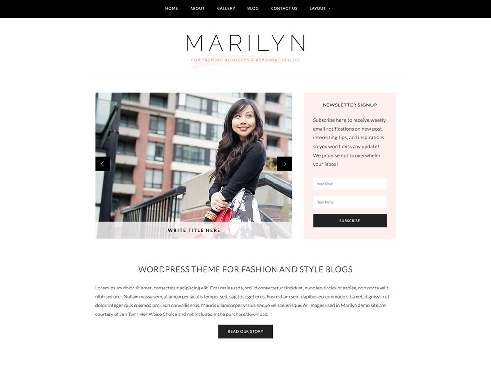 Best WordPress Fashion Blog Themes - Marilyn