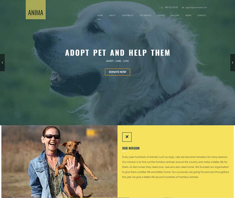 Animal rescue theme for WordPress