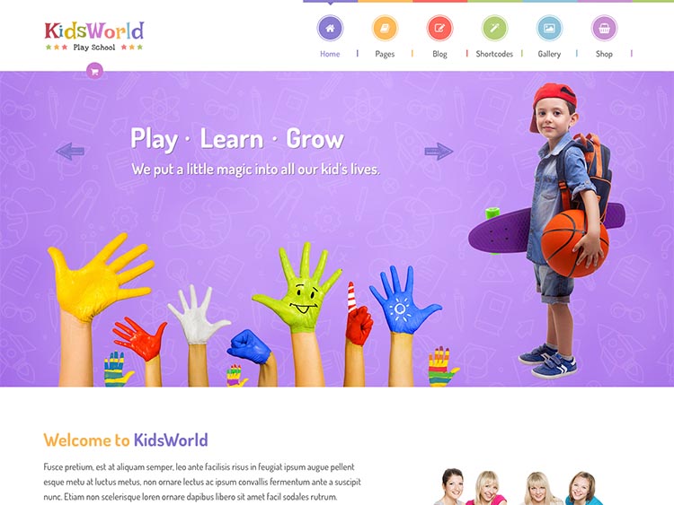 A sleek and colorful play school and preschool theme for WordPress
