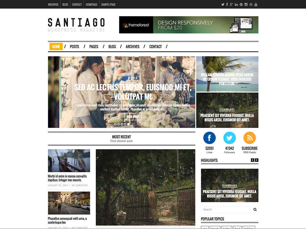 Santiago - Best WordPress Magazine Themes