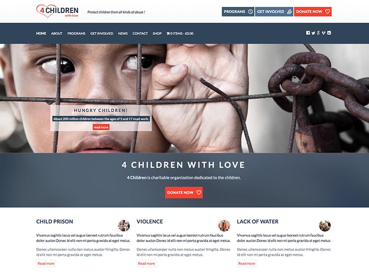 4ChildrenWithLove - Best WordPress Charity Themes for 2014