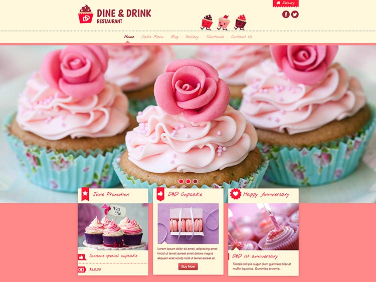 Dine_&_Drink - Best WordPress Cake Shop and Bakery Themes