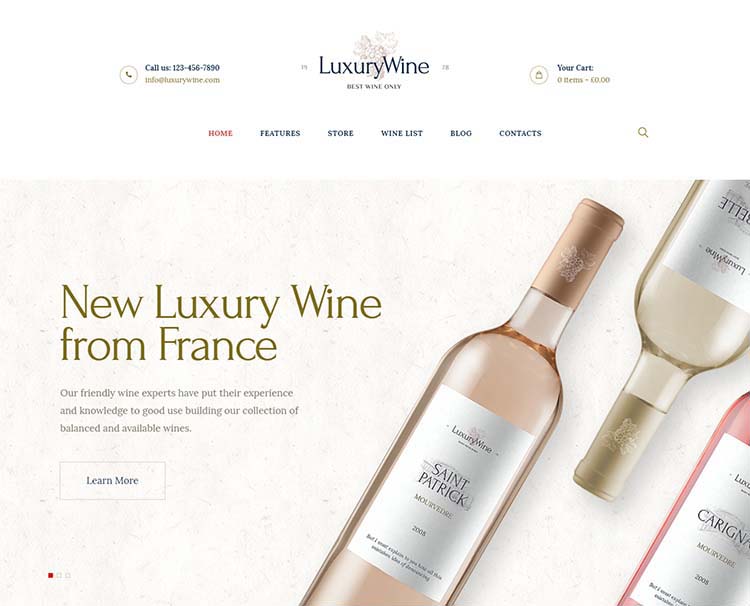 Luxury winery and wine shop theme