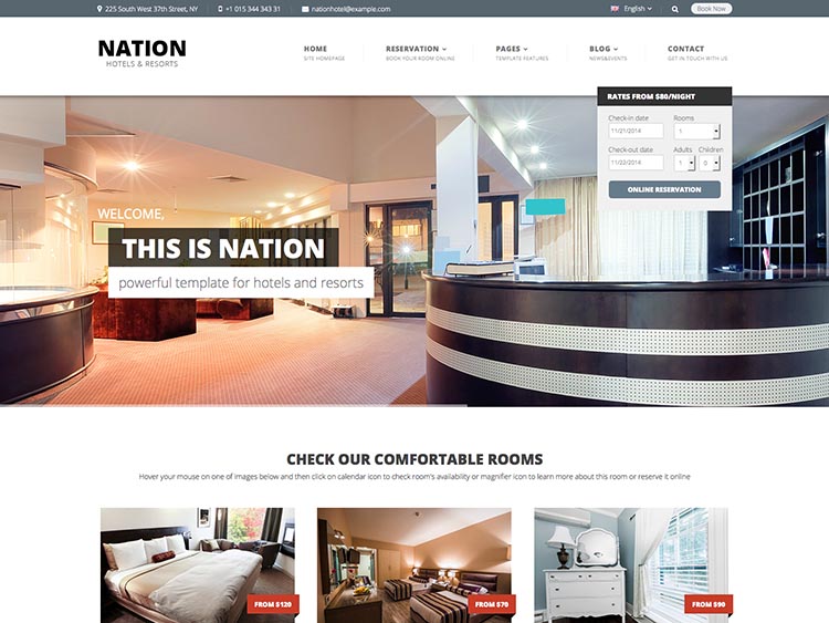 Nation Hotel - Best WordPress Hotel Themes