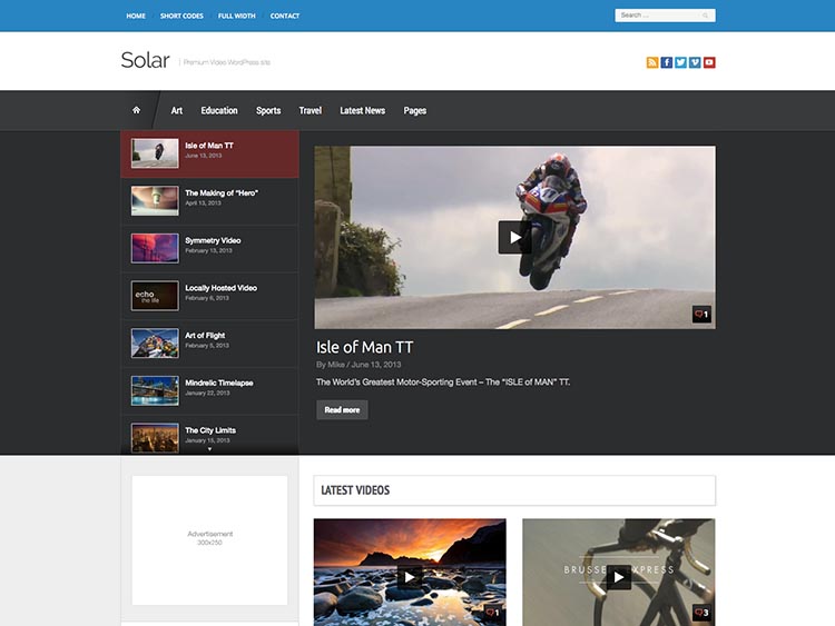 Solar - Best WordPress Video Sharing Themes