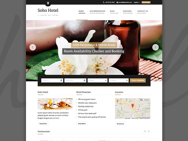 Soho - Best WordPress Hotel Themes