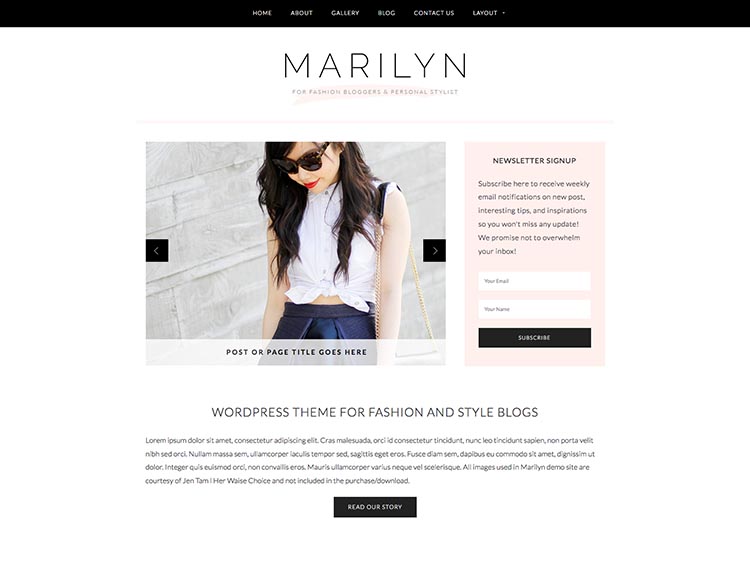Marilyn Feminine WordPress Theme for Women