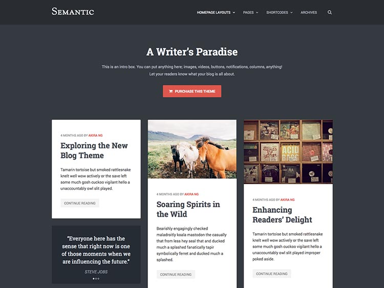 Semantic Theme for WordPress Writers