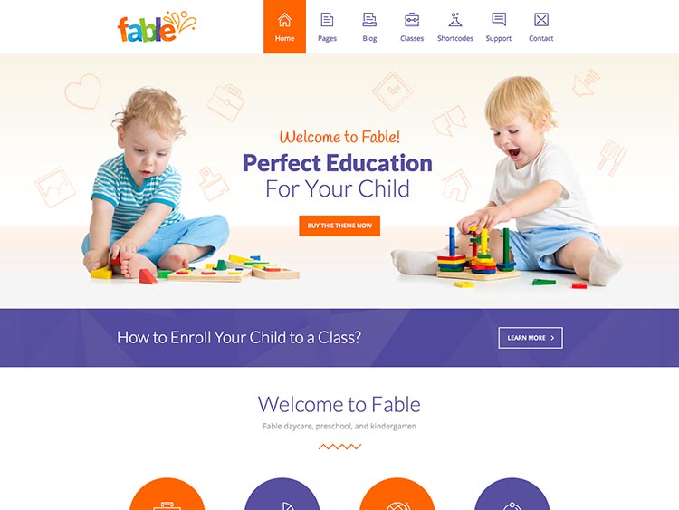 Fable WordPress Theme for Daycares