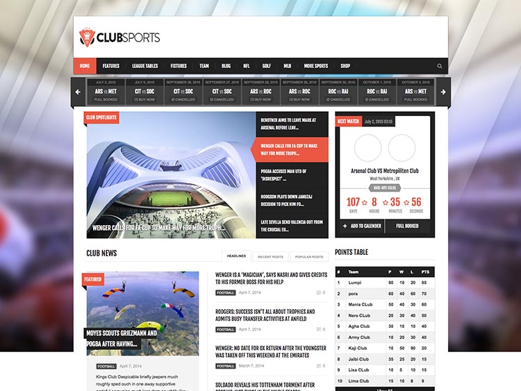 Club Sports Soccer & Football Theme for WordPress