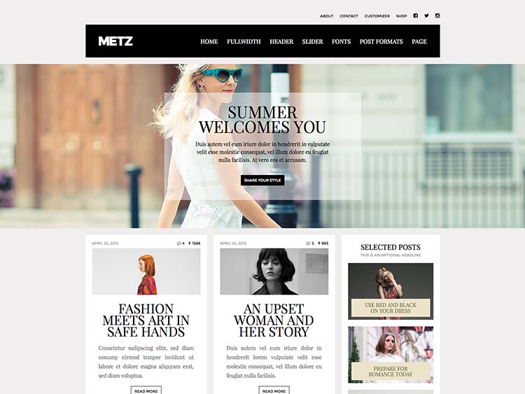 Metz WordPress Style Blog Theme