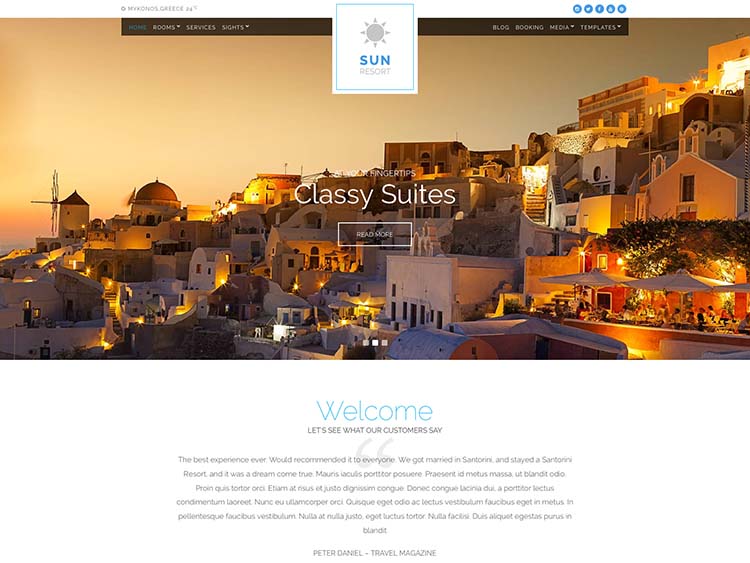 Sun Resort Hotel & Resort Theme for WordPress