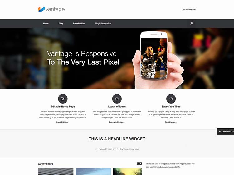 Vantage, another impressive entry in the our free WordPress startup themes collection