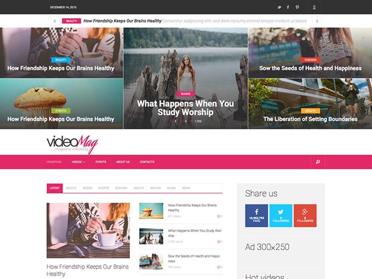 A great-looking video magazine theme for WordPress