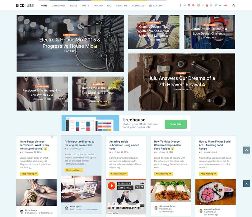 Best Pinterest style content sharing theme for WordPress