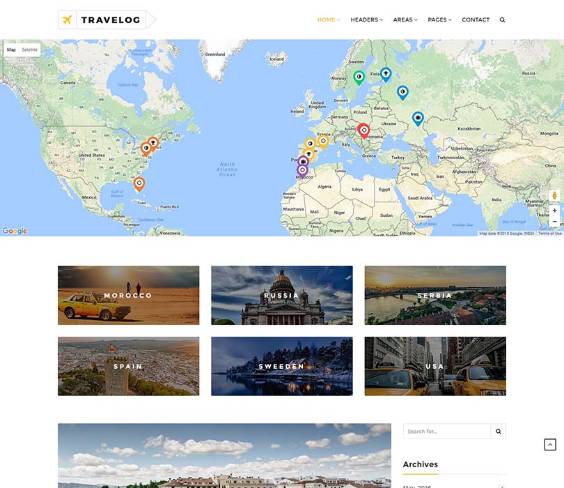 A pretty cool travel blogging theme for WordPress