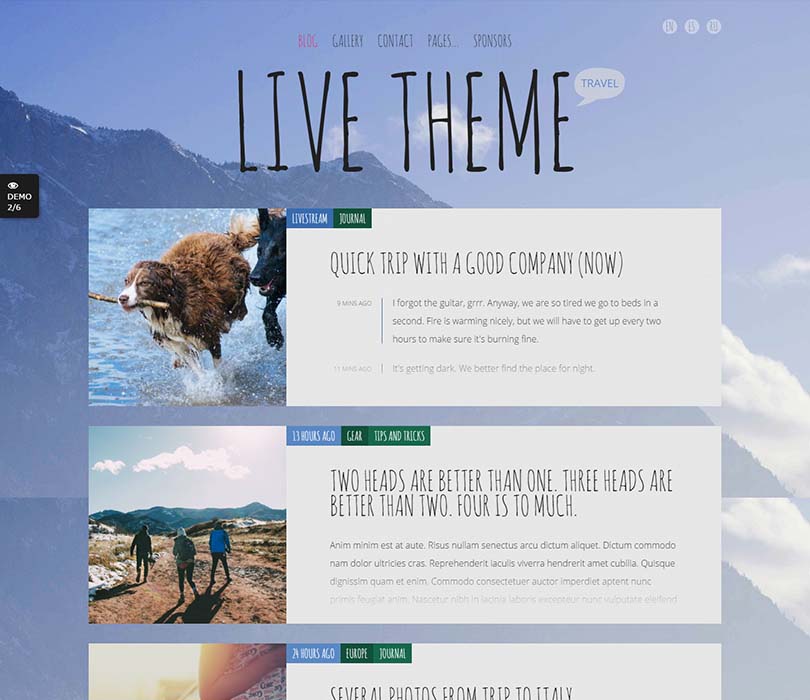 Unique theme for Travel Bloggers