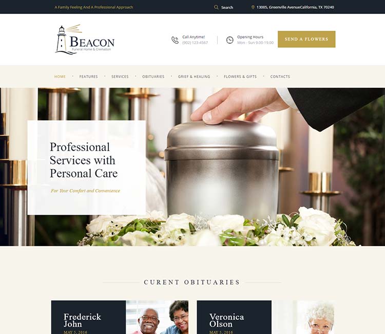 Beacon, our favorite funeral home WordPress theme
