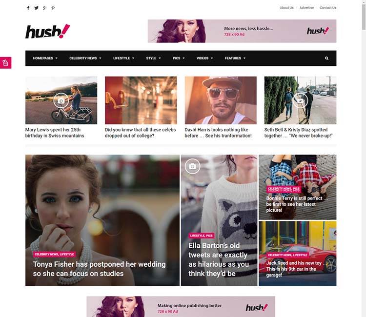 Hush, the best gossip magazine theme for WordPress