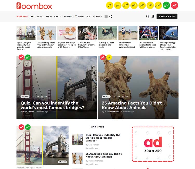 Boombox, our favorite viral sharing theme for WordPress