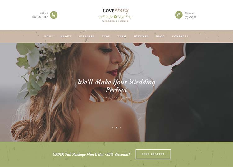 The best WordPress wedding planner theme, Love Story