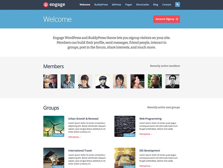 Engage WordPress Social Network Theme