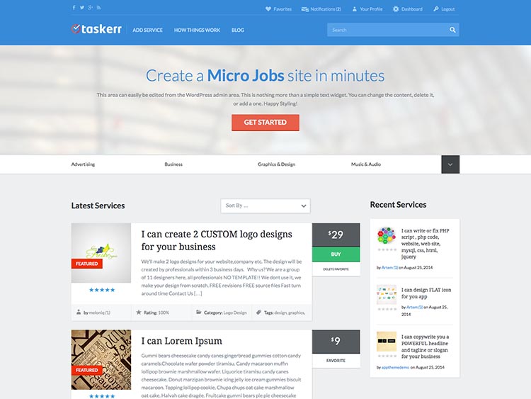 Taskerr WordPress Freelance Marketplace Theme