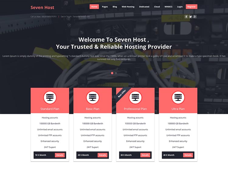 Seven Host WordPress Hosting Theme