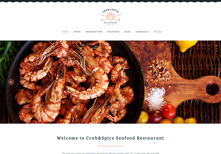 Crab & Spice | Restaurant and Cafe WordPress Theme